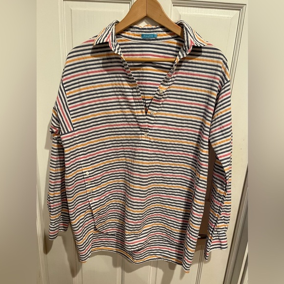 JMcLaughlin Multicolor Striped Shirt 100% Cotton Size M - Picture 1 of 7